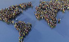 people standing as the globe